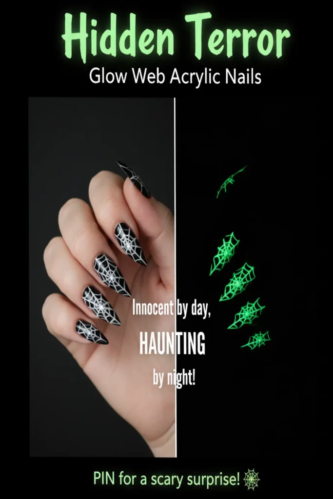 Creative Designs for Black Halloween Acrylic Nails