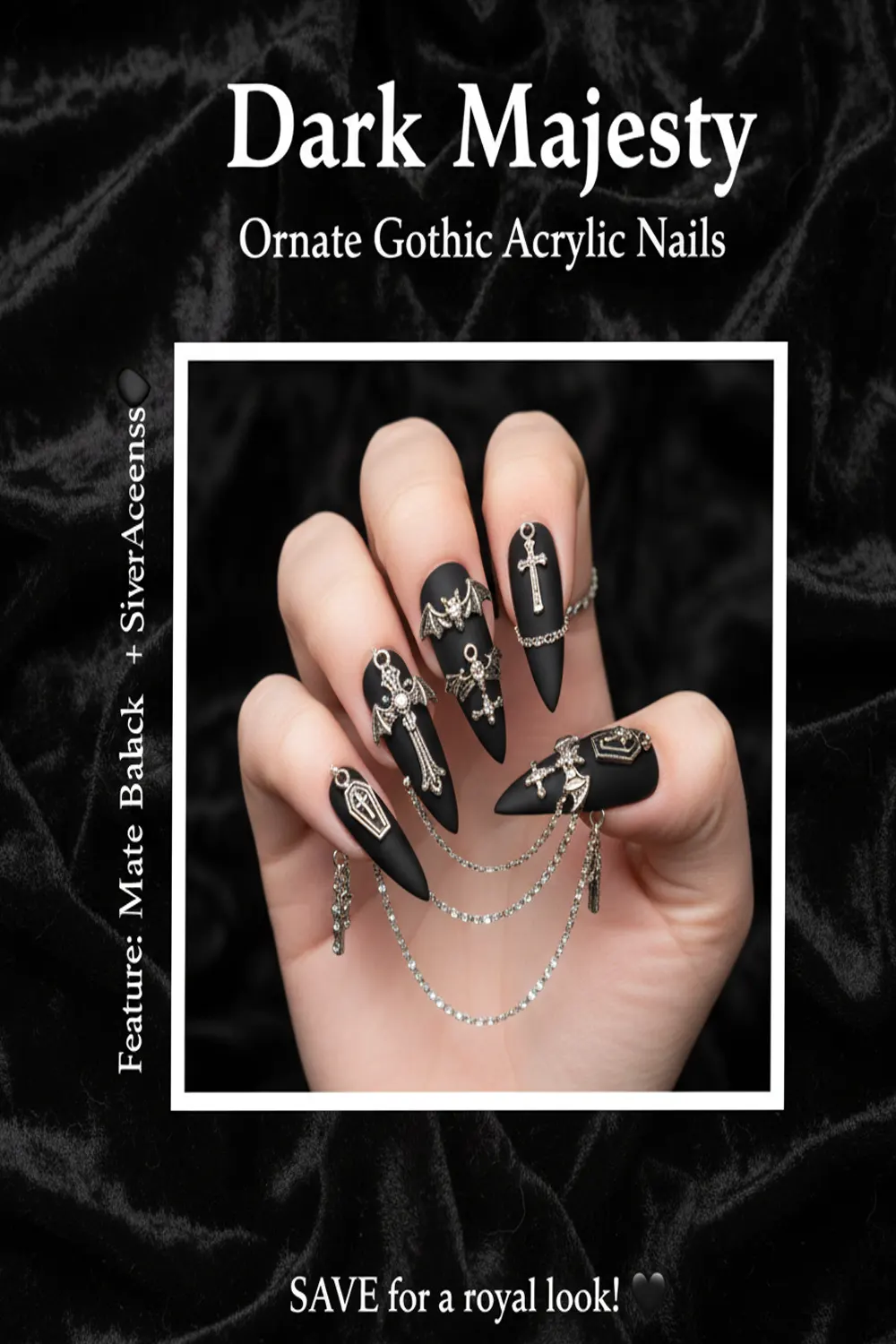 Black Halloween Acrylic Nails