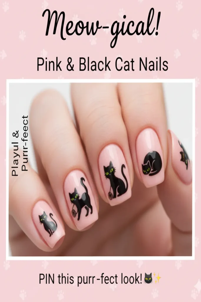 Cute Pink Halloween Nails