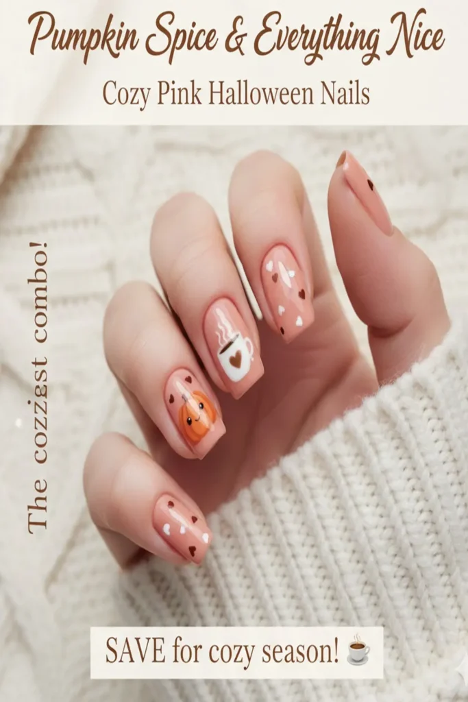 Cute Pink Halloween Nails
