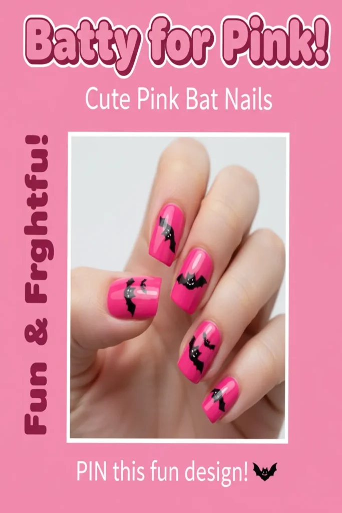 Cute Pink Halloween Nails