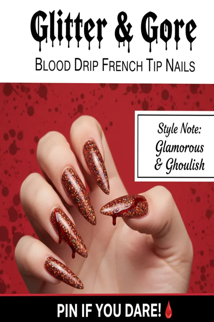 Glitter Acrylic Halloween Nails