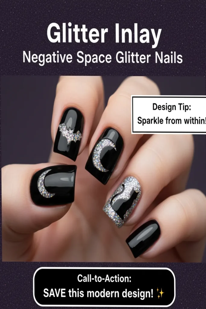 Glitter Acrylic Halloween Nails