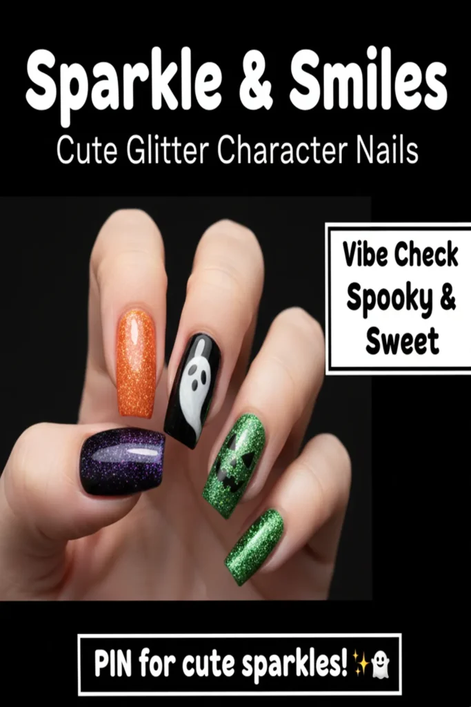 Glitter Acrylic Halloween Nails