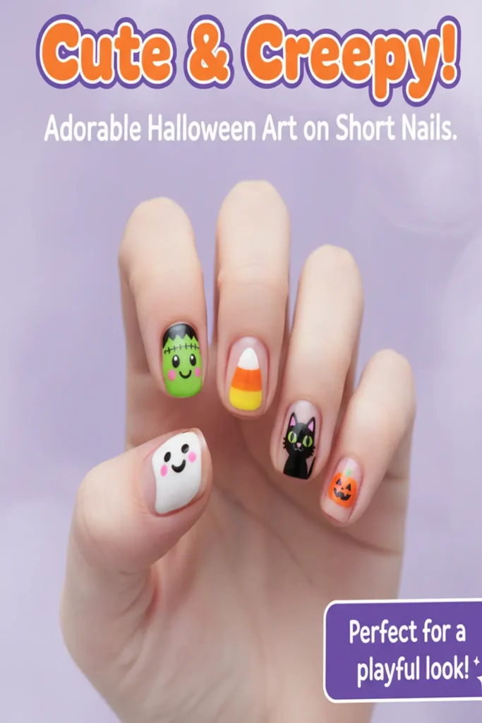 Creative Designs for Halloween Acrylic Nails Short